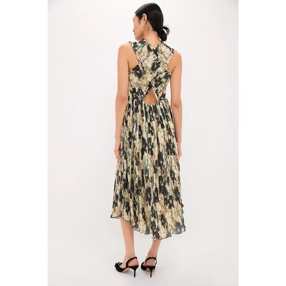 GANNI Afterglow Printed Pleats Smock Midi Straps Dress NWT Size 38 Retail $395 - Picture 2 of 5